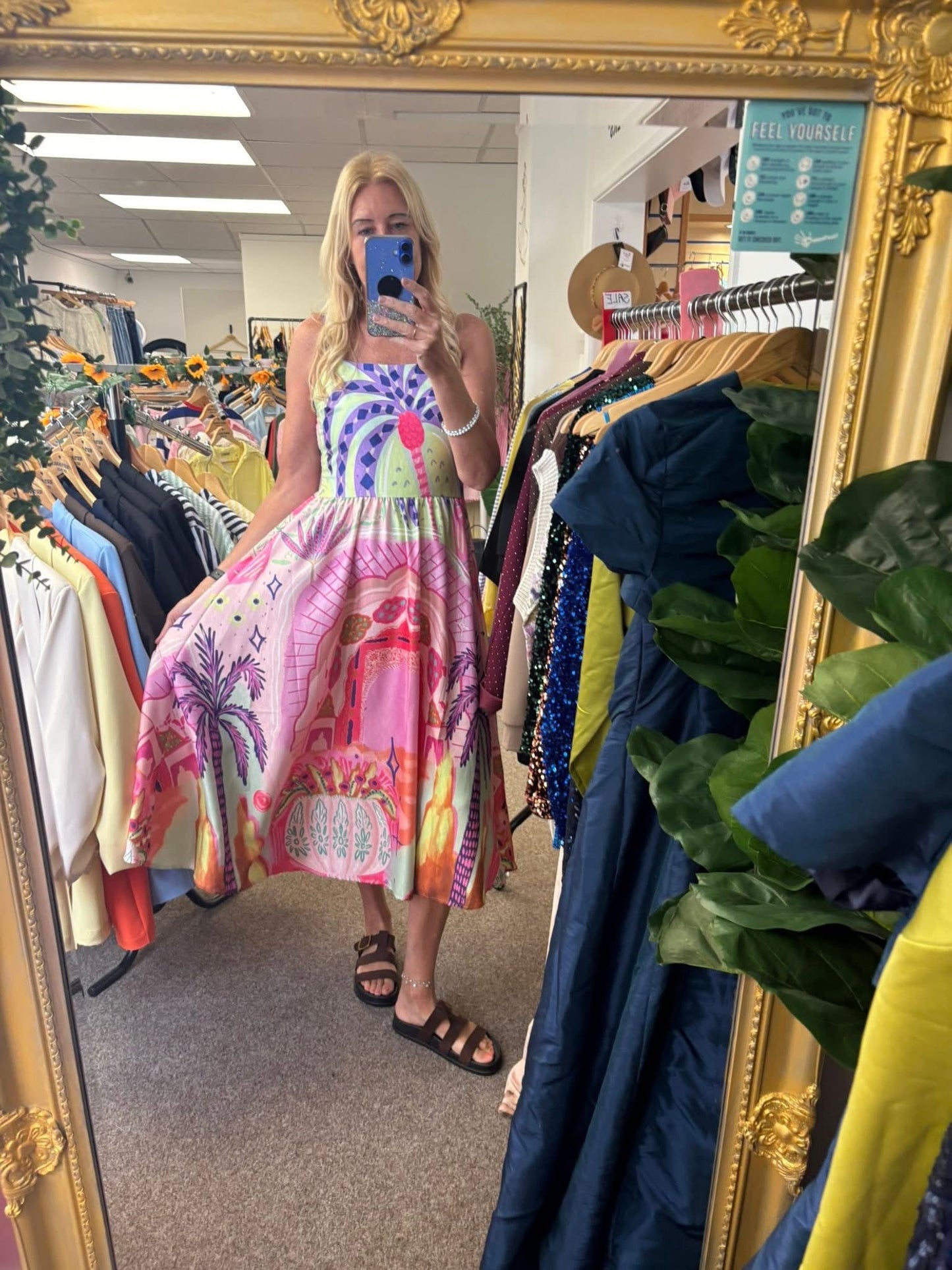 Patterned palm tree dress