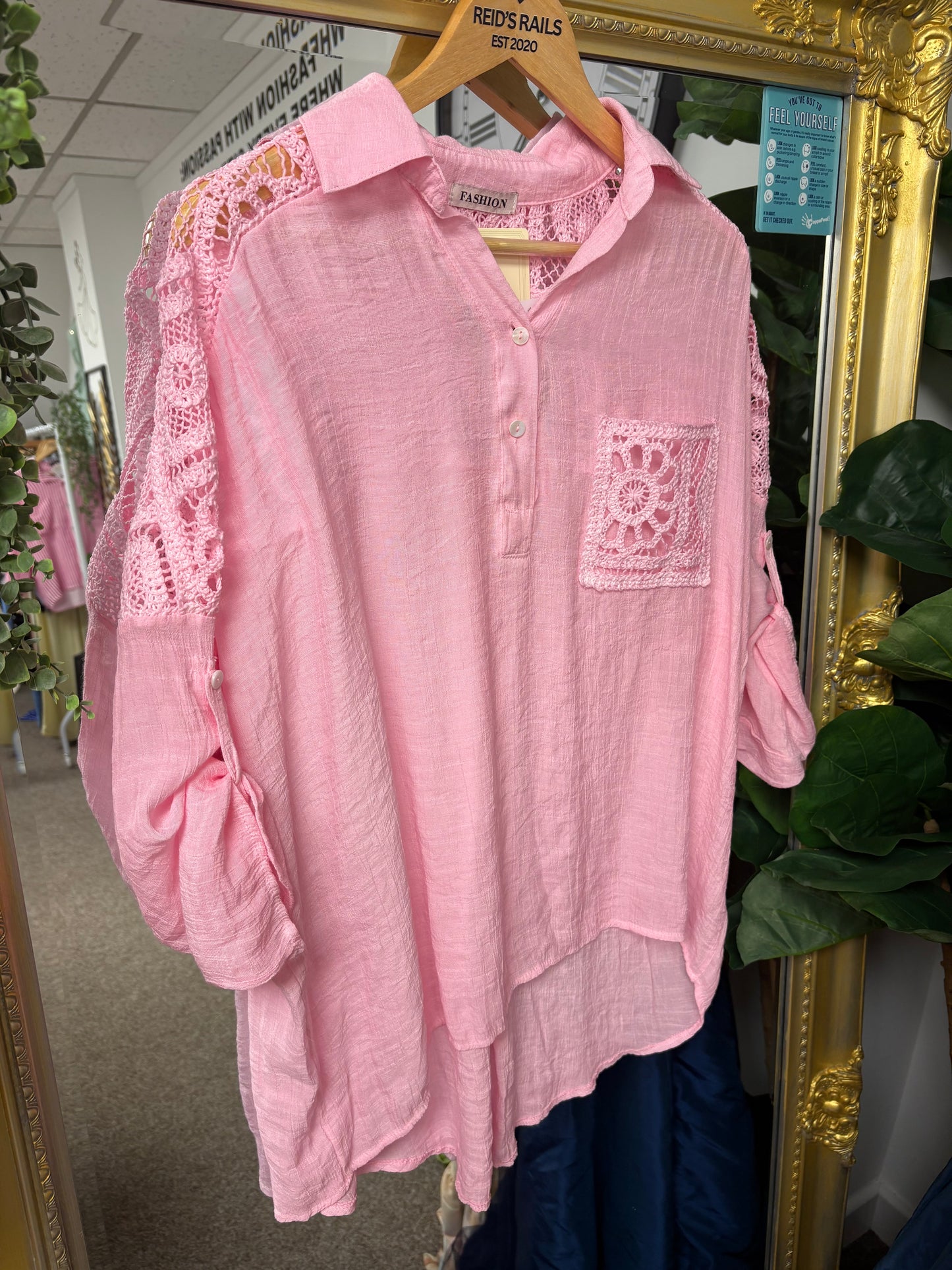Lace back blouse