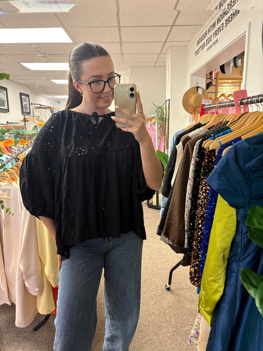 Broderie Anglaise smock blouse