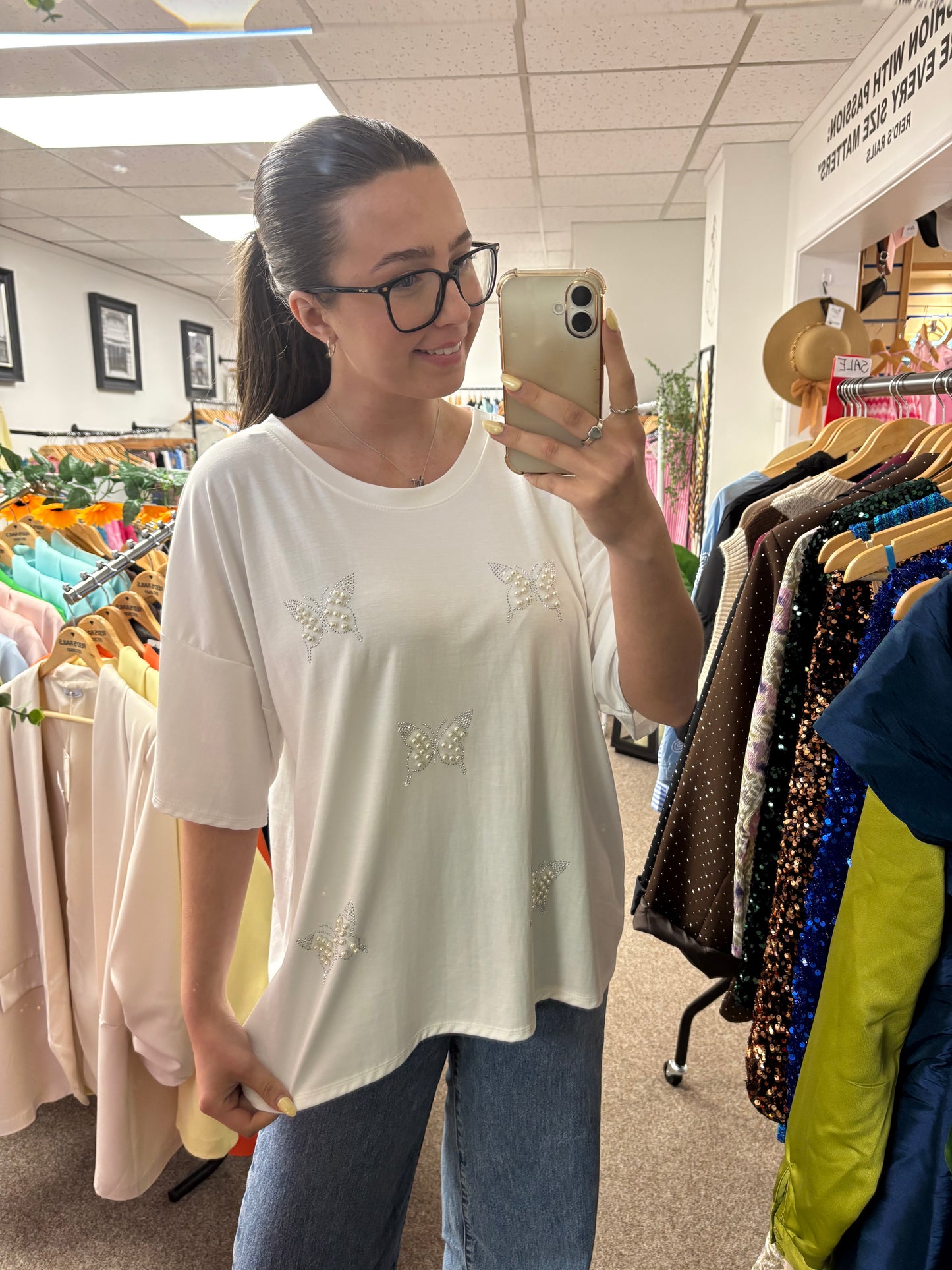 Butterfly diamanté top
