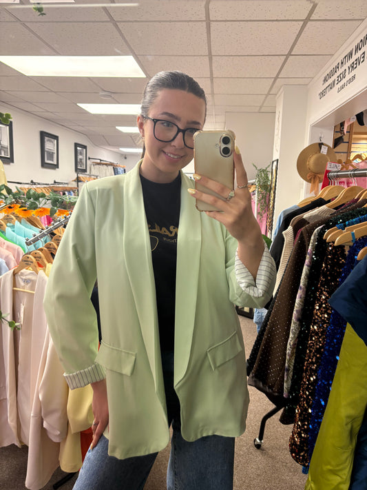 Pinstripe Turn-Up Blazer