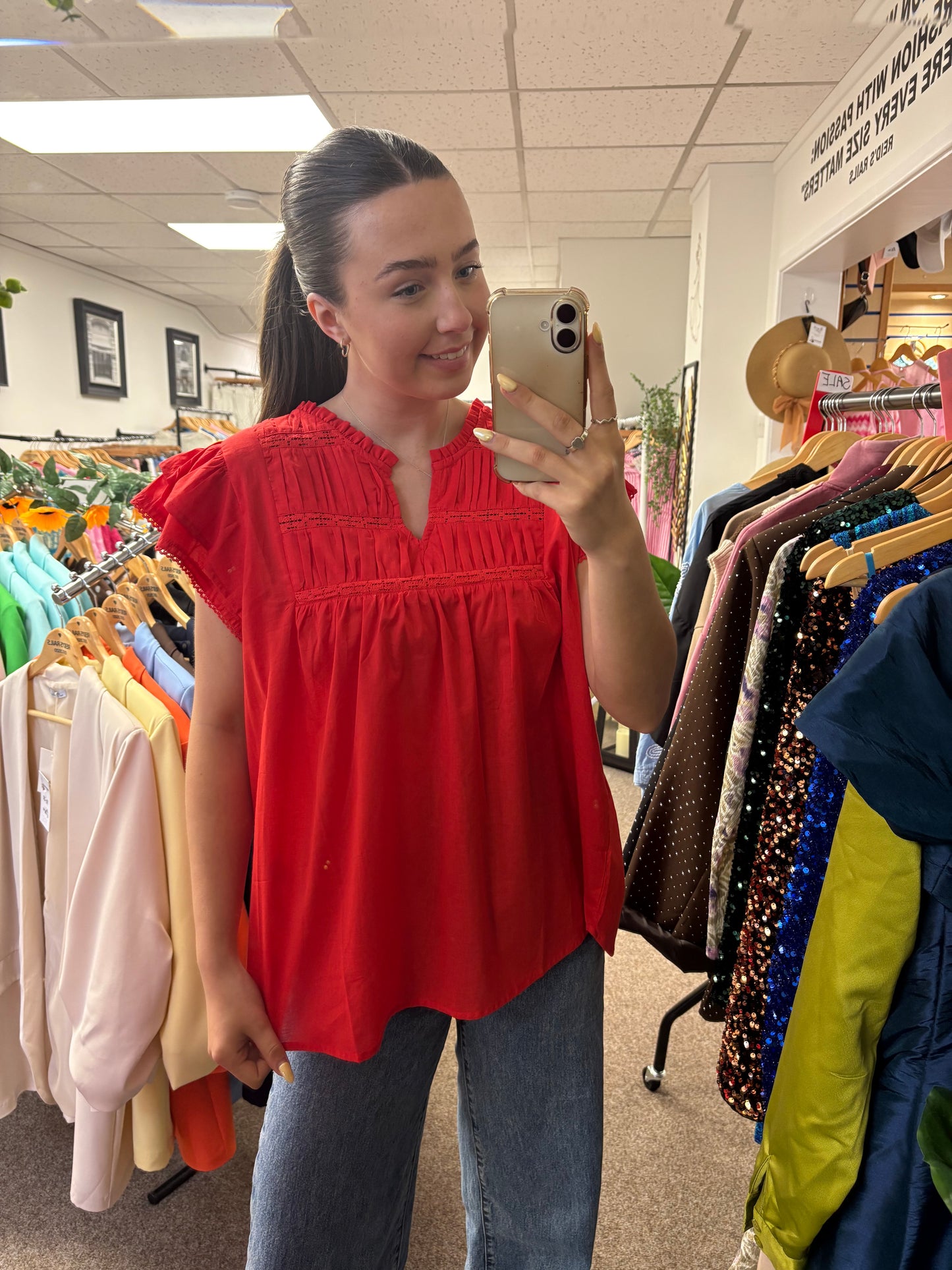 Red frill Blouse