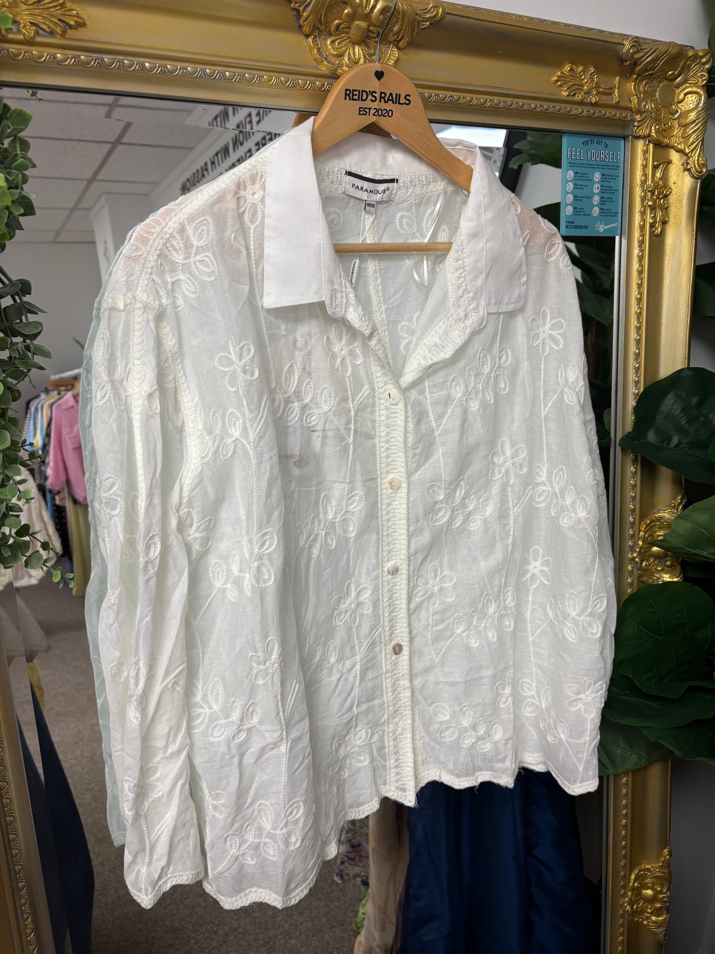 Embroidered sheer shirt