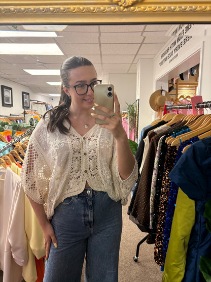 Embellished crotchet cardigan